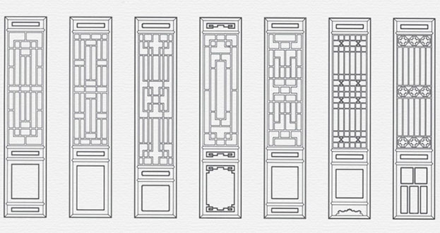 江南常用中式仿古花窗图案隔断设计图