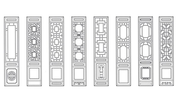 江南喜迎门中式花格CAD设计图样式大全