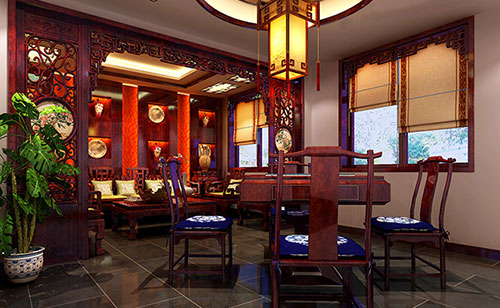 江南古典中式风格茶楼包间设计装修效果图